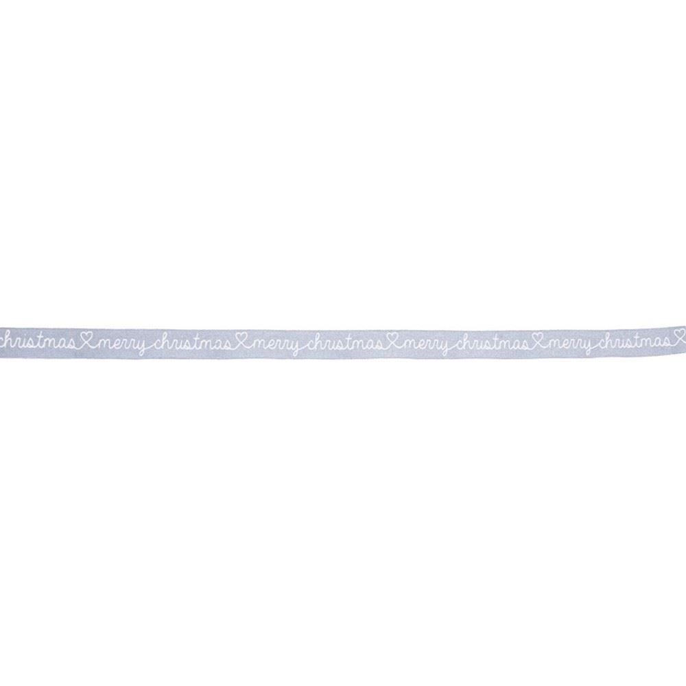 Nastro in cotone colore argento Merry Christmas