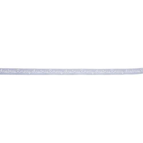 Nastro in cotone colore argento Merry Christmas