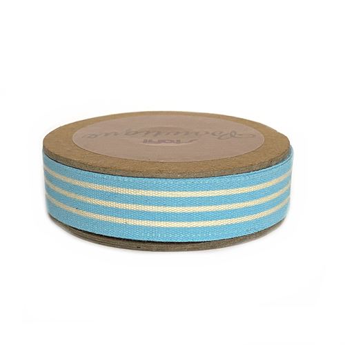 Nastro in cotone a Righe Azzurro e Panna
