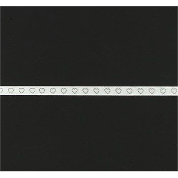 Nastro in raso Bianco con cuori argentati 7 mm