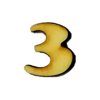 Numero 3 Lolly in legno cm 2,5