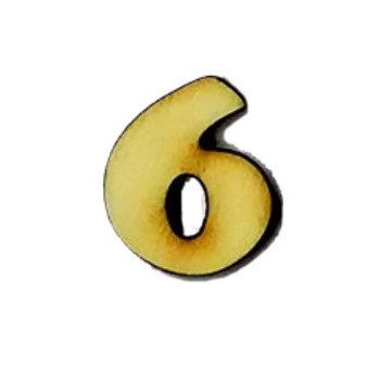 Numero 6 Lolly in legno cm 2,5