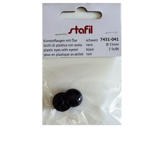 Occhi di Plastica Neri con Asola 15mm