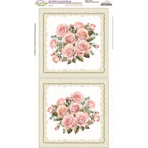 Pannello Stampato Tessuto Cuscini Rose