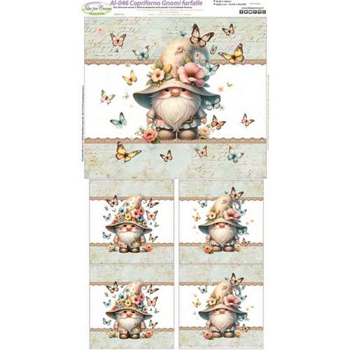 Pannello Tessuto Copriforno gnomi con farfalle