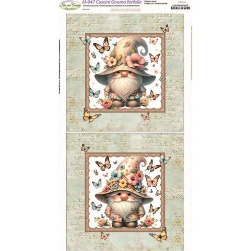 Pannello Tessuto Cuscini gnomi con farfalle
