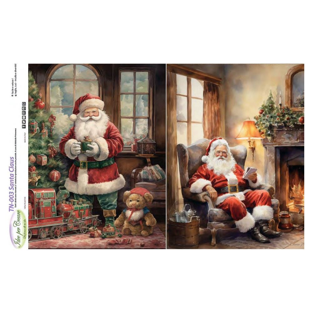Pannello Tessuto natalizio Santa Claus