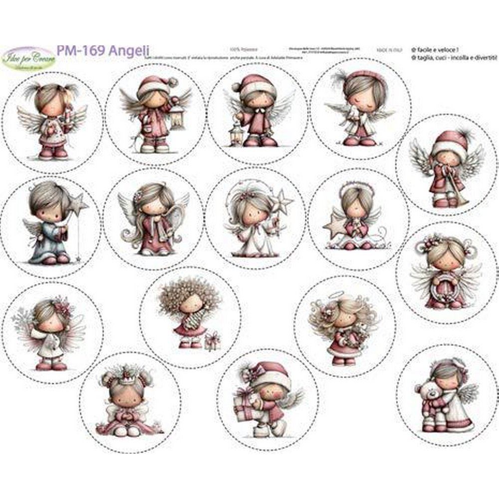 Pannolenci Stampato Angeli medaglioni cm 9,5