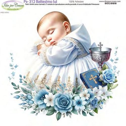 Pannolenci Stampato Battesimo Lui