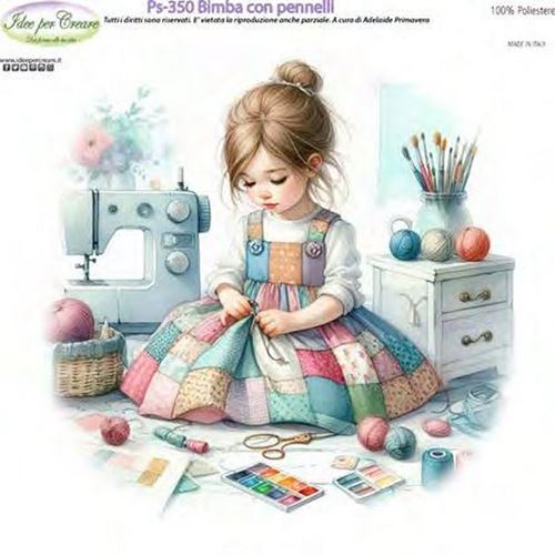 Pannolenci Stampato Bimba con pennelli