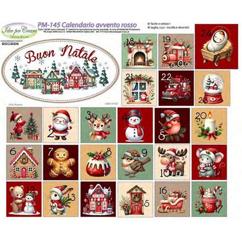 Pannolenci Stampato Calendario dell'Avvento Rosso