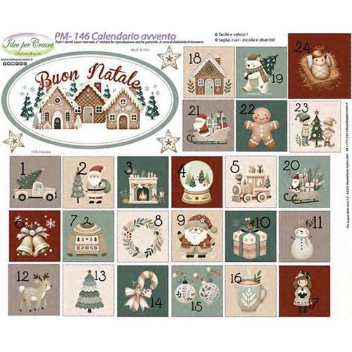 Pannolenci Stampato Calendario dell'Avvento Vintage