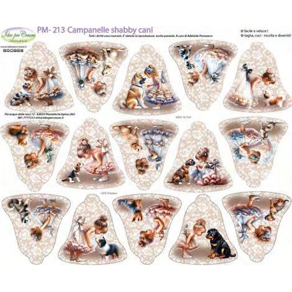 Pannolenci Stampato Campanelle Shabby Cani