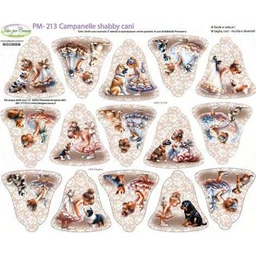 Pannolenci Stampato Campanelle Shabby Cani