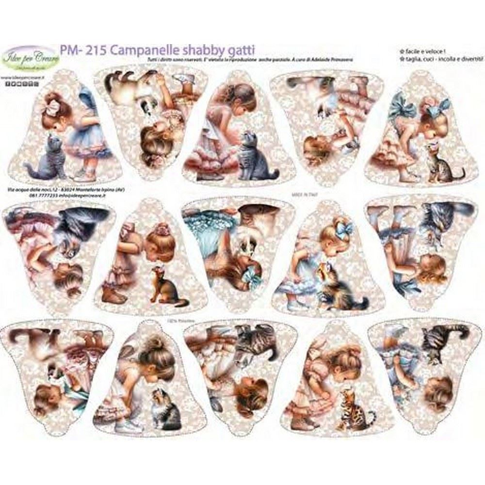 Pannolenci Stampato Campanelle Shabby Gatti