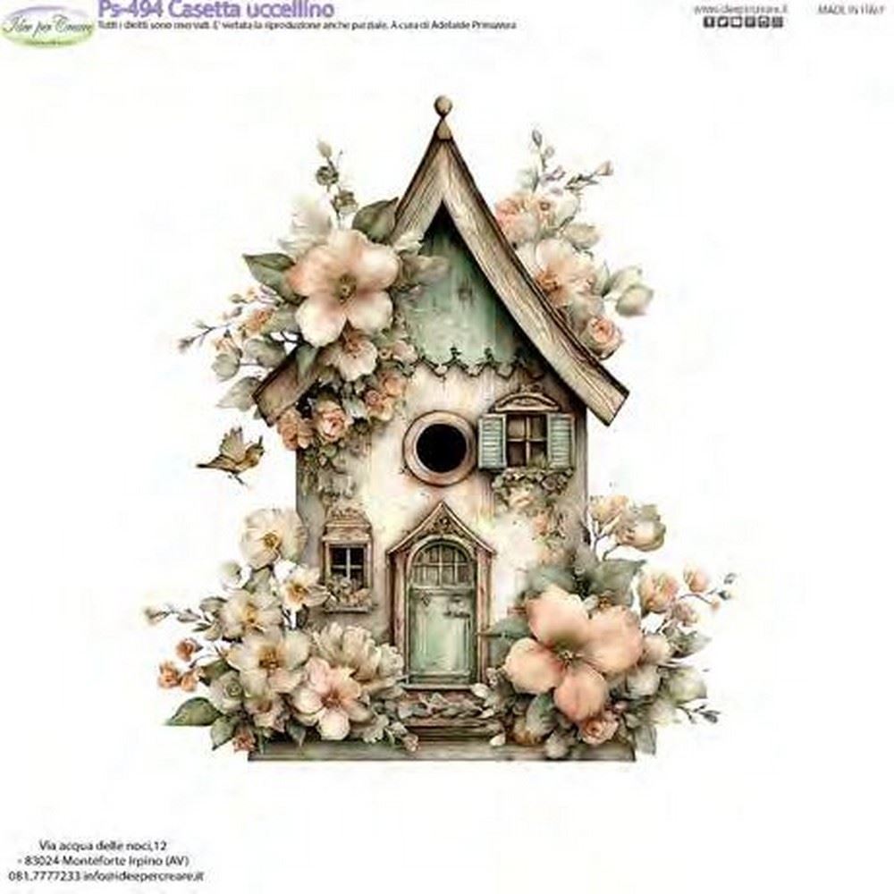 Pannolenci Stampato Casetta uccellino