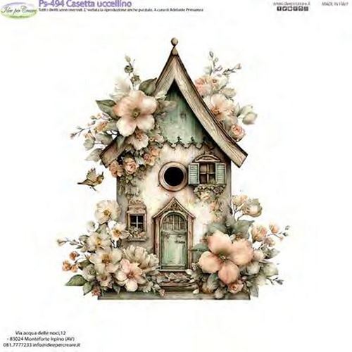 Pannolenci Stampato Casetta uccellino