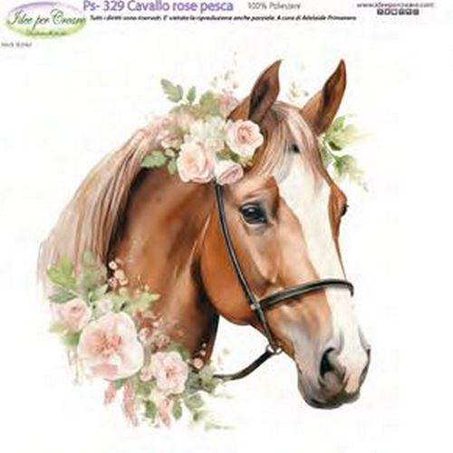 Pannolenci Stampato Cavallo Rose Pesca