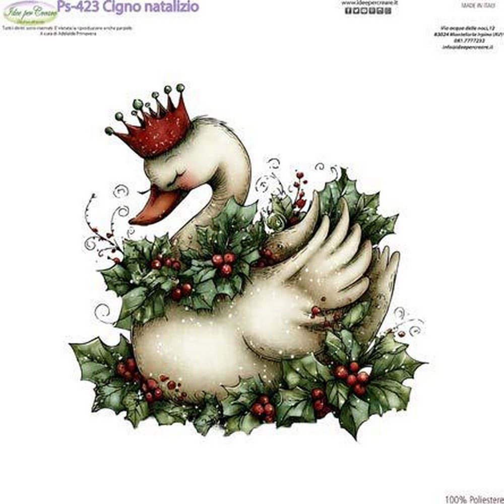 Pannolenci Stampato Cigno Natalizio