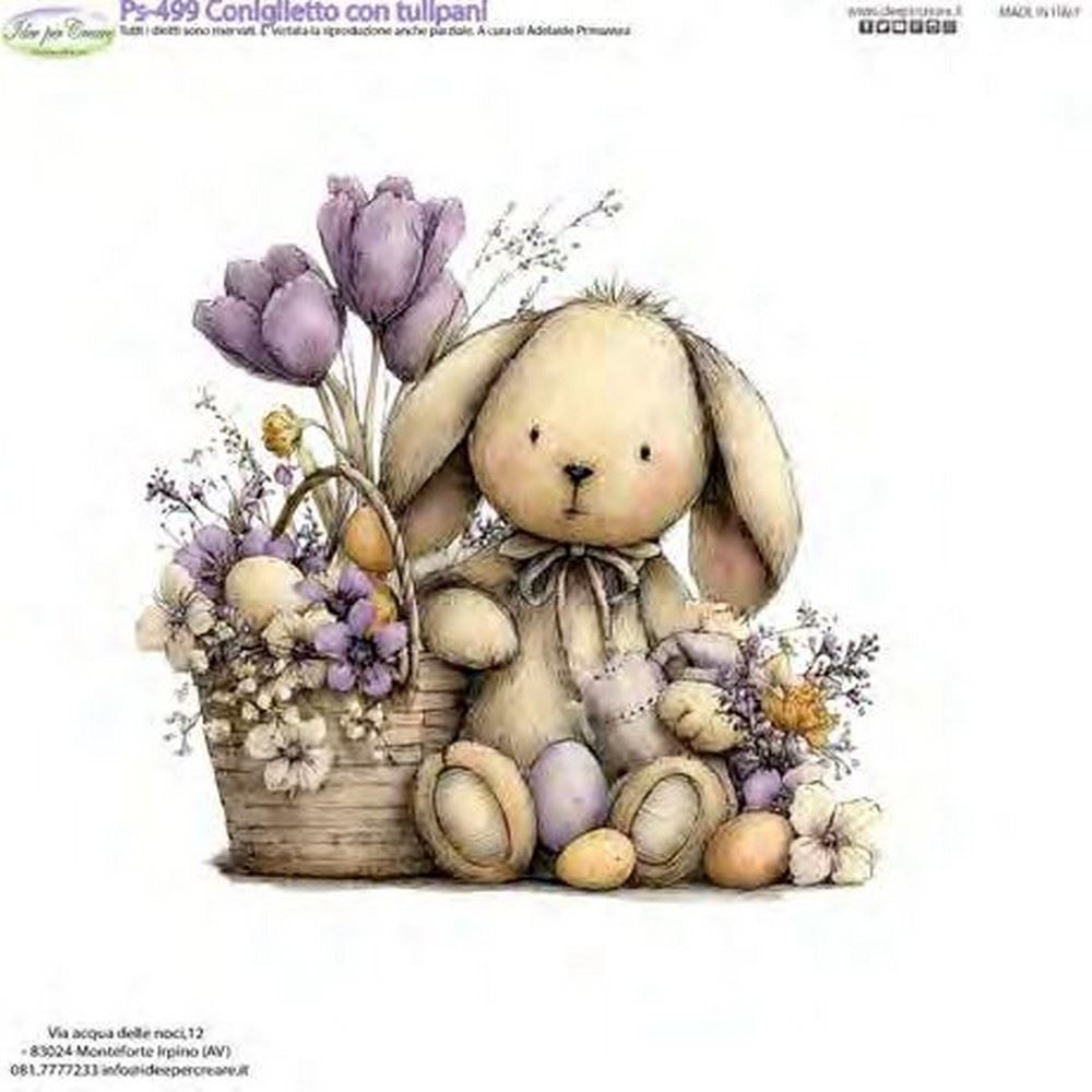 Pannolenci Stampato Coniglietto con tulipani