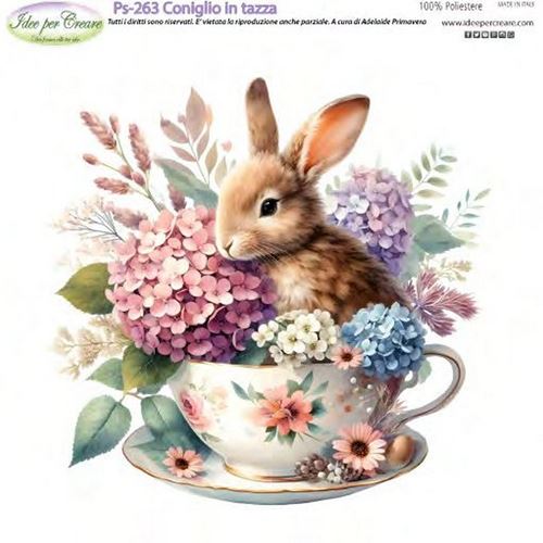 Pannolenci Stampato Coniglio in Tazza