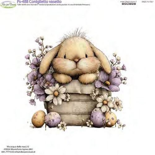 Pannolenci Stampato Coniglio nel vasetto