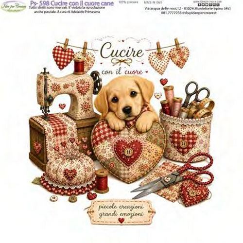 Pannolenci Stampato Cucire con il cuore cane
