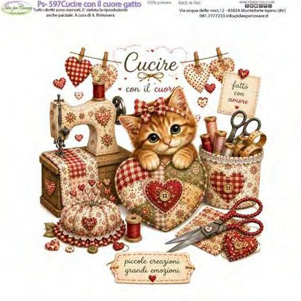 Pannolenci Stampato Cucire con il cuore gatto