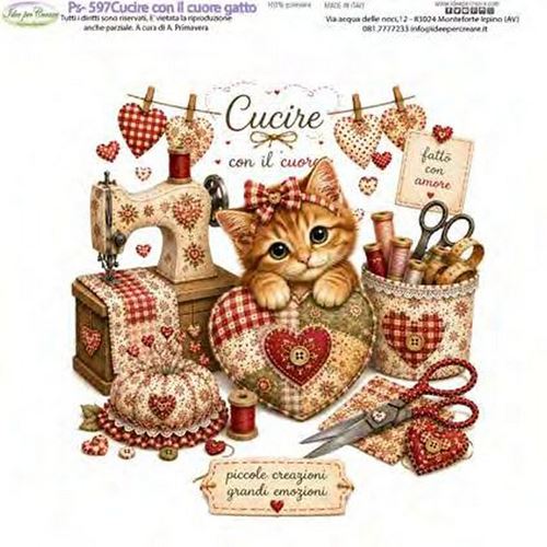 Pannolenci Stampato Cucire con il cuore gatto