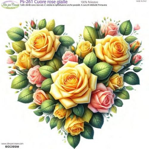 Pannolenci Stampato Cuore Rose Gialle