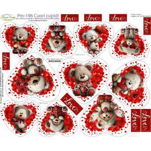 Pannolenci Stampato Cuori Cupidi