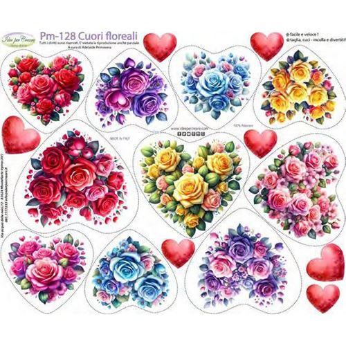 Pannolenci Stampato Cuori Floreali