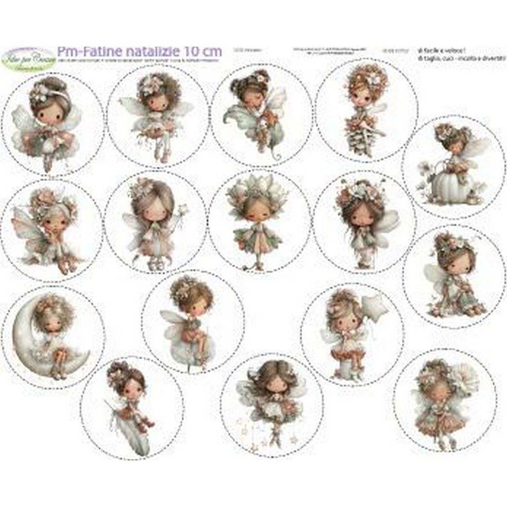 Pannolenci Stampato Fatine Natalizie 10 cm