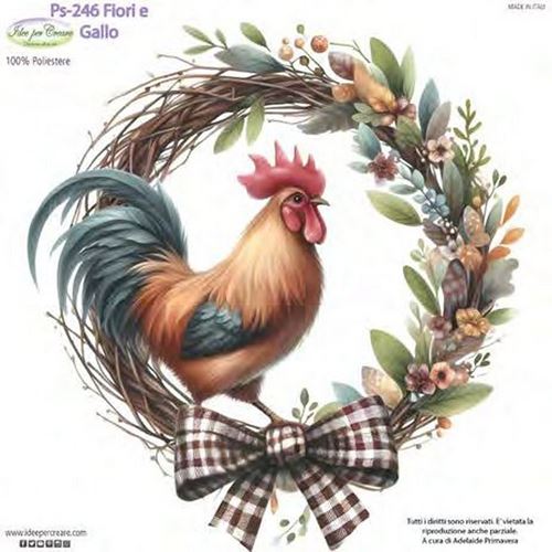 Pannolenci Stampato Fiori e Gallo