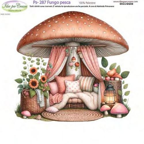 Pannolenci Stampato Fungo Pesca