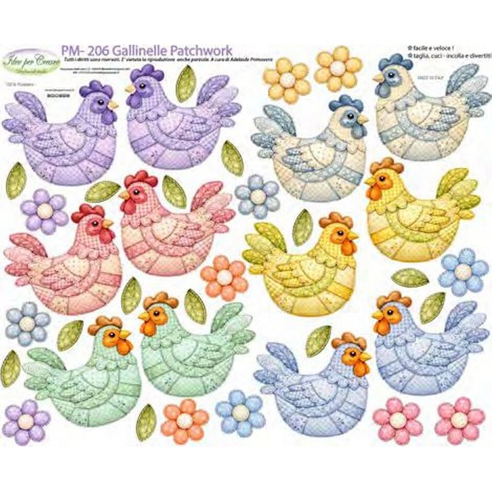 Pannolenci Stampato Gallinelle Patchwork