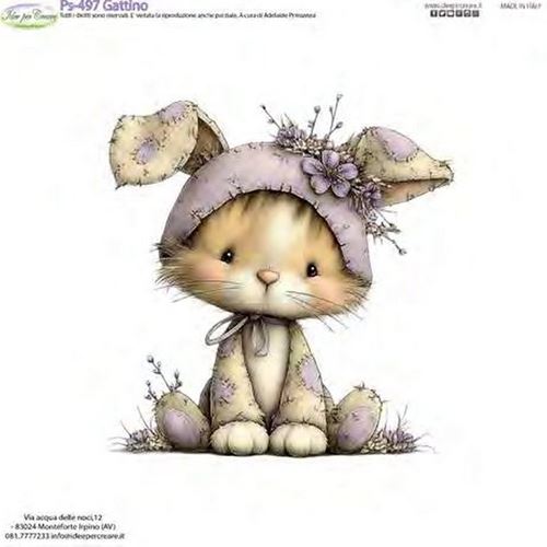 Pannolenci Stampato Gattino cappellino lilla