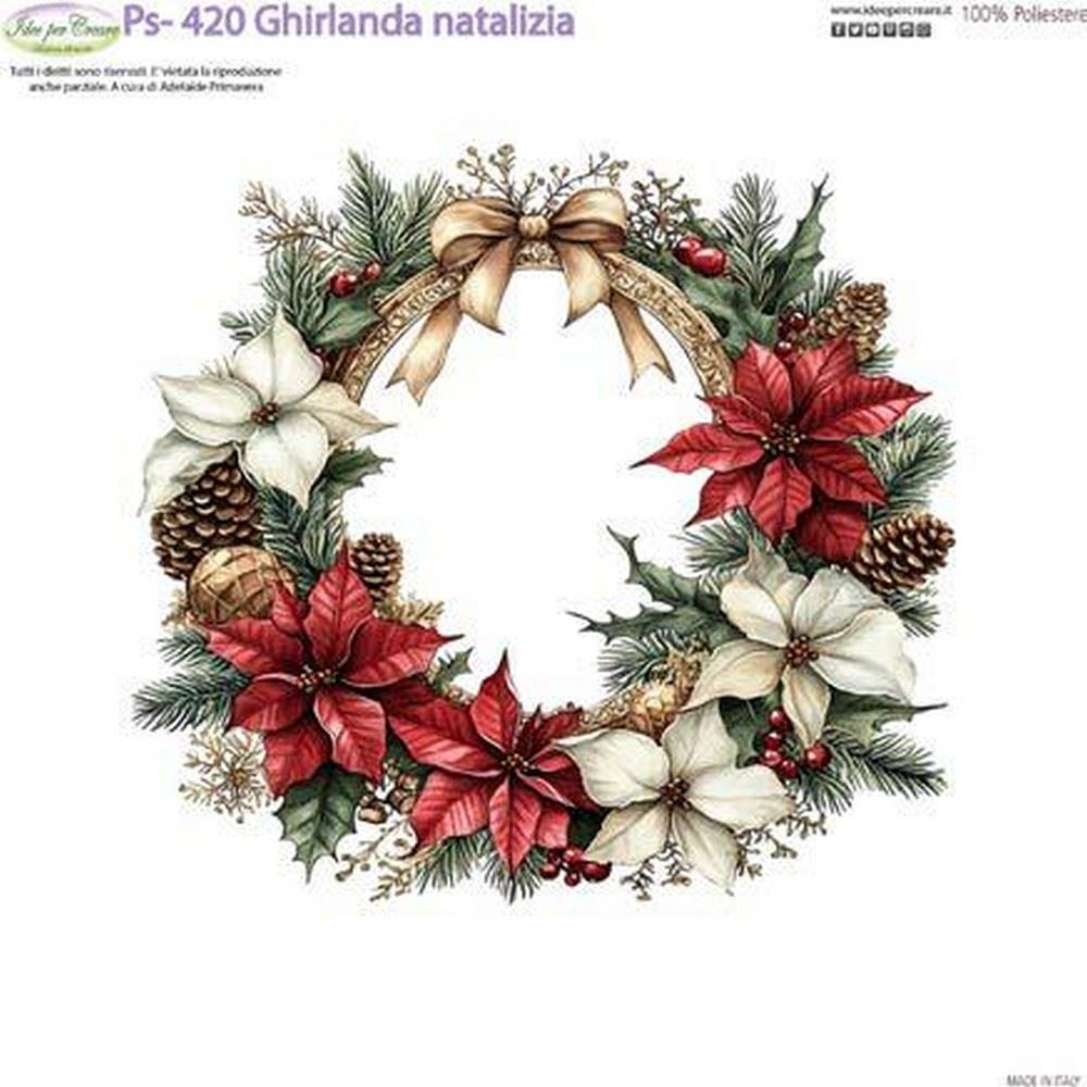 Pannolenci Stampato Ghirlanda Natalizia con Poinsettia
