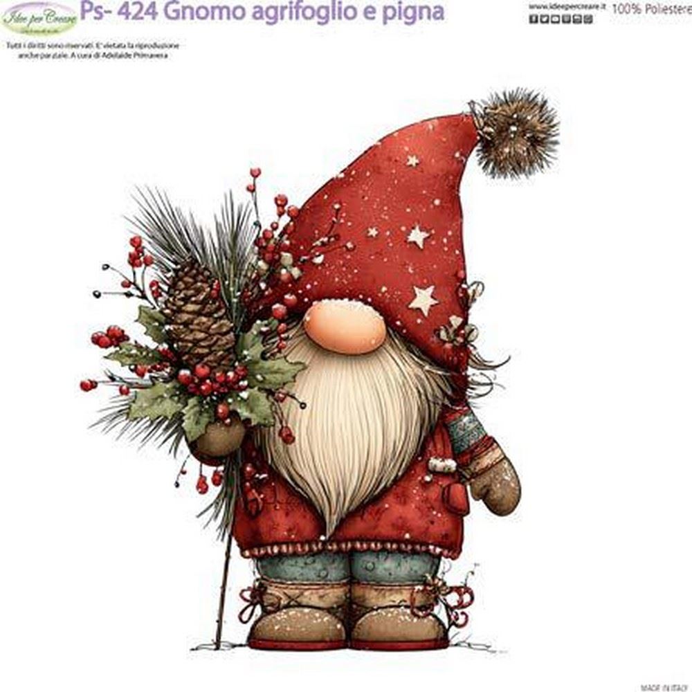 Pannolenci Stampato Gnomo Agrifoglio e Pigna