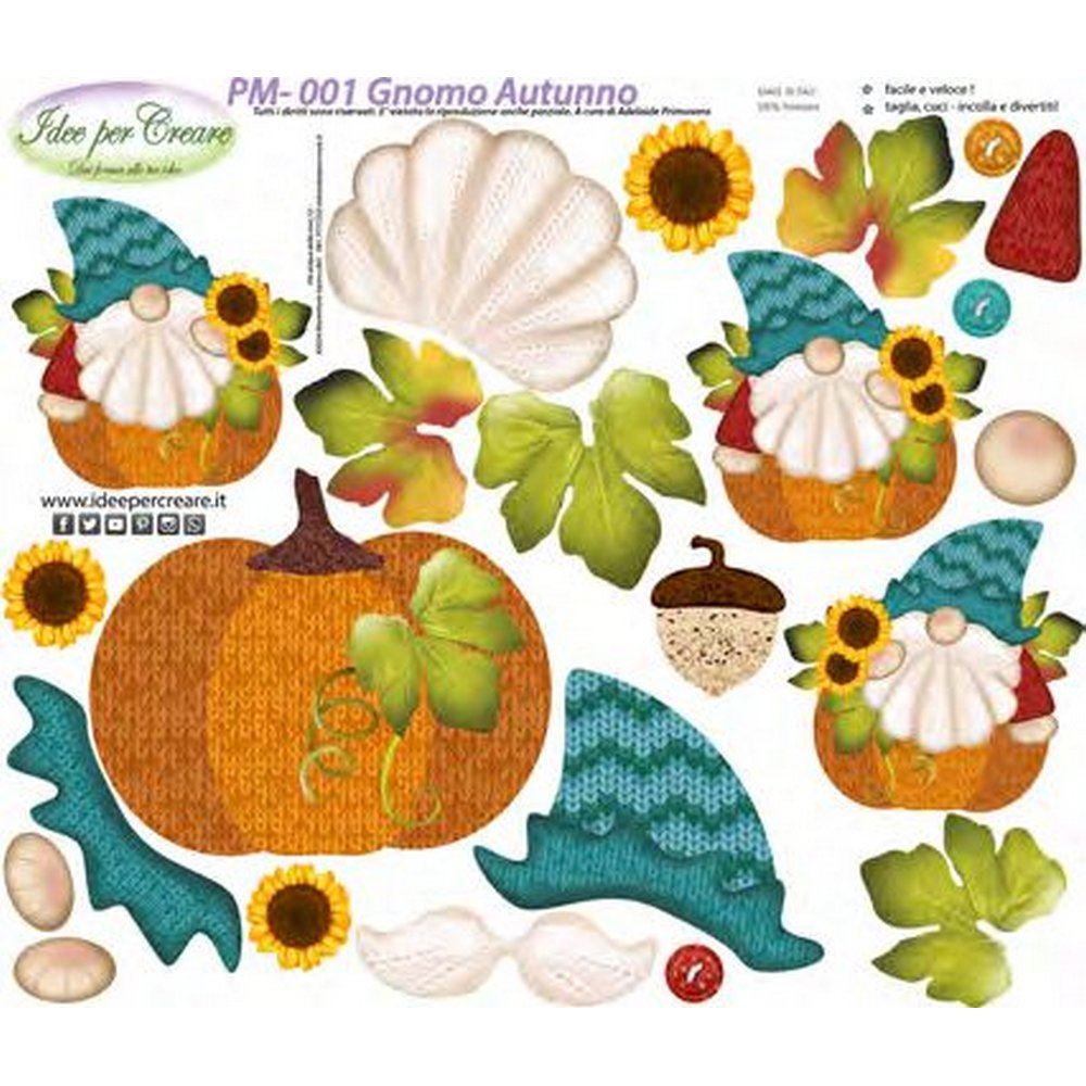 Pannolenci Stampato Gnomo Autunno con Zucca