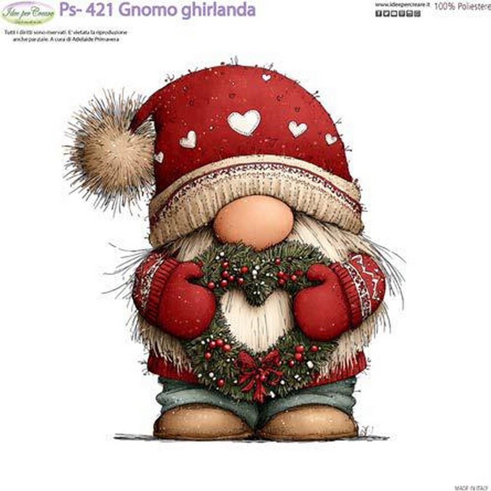 Pannolenci Stampato Gnomo Ghirlanda