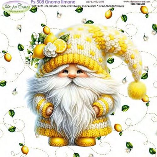 Pannolenci Stampato Gnomo Limone