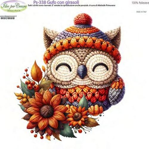Pannolenci Stampato Gufo con girasoli