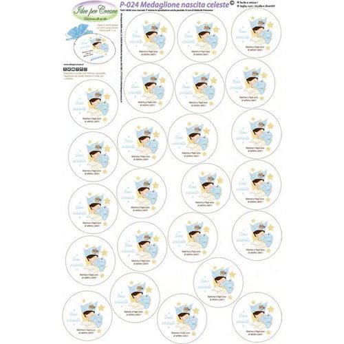 Pannolenci Stampato Medagione Nascita Celeste