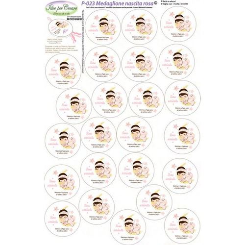 Pannolenci Stampato Medagione Nascita Rosa