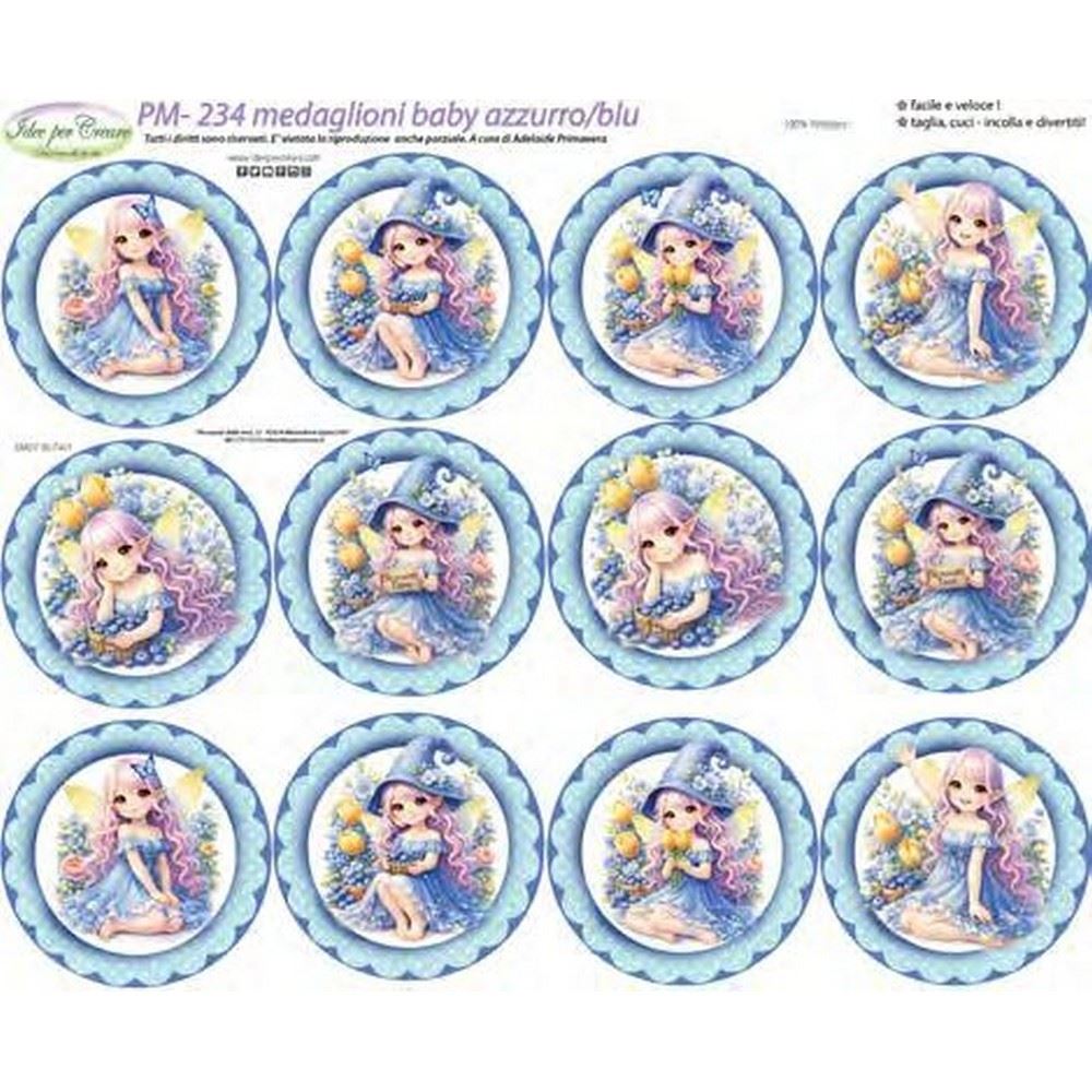 Pannolenci Stampato Medaglioni Baby Azzurro/Blu