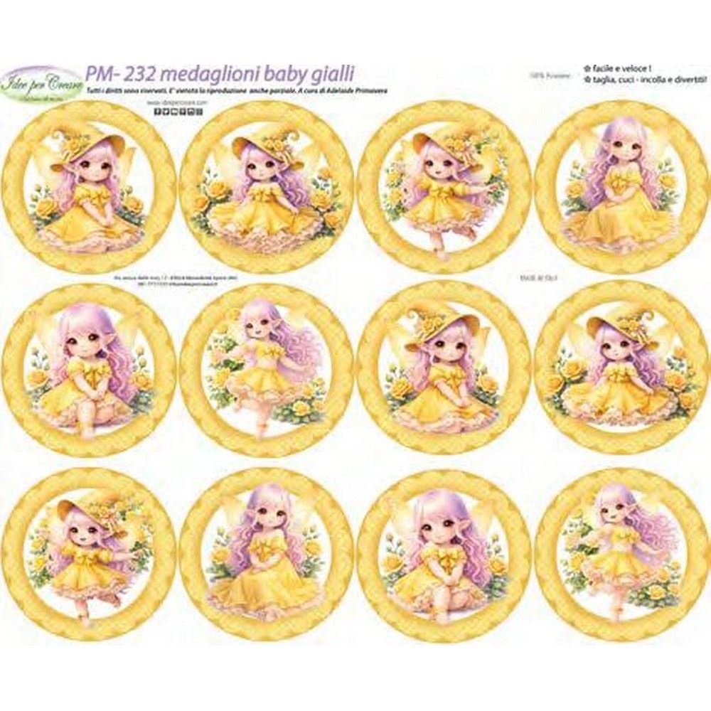 Pannolenci Stampato Medaglioni Baby Gialli