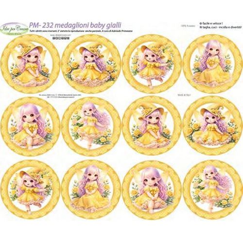 Pannolenci Stampato Medaglioni Baby Gialli