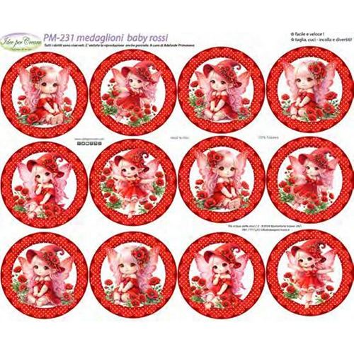 Pannolenci Stampato Medaglioni Baby Rossi