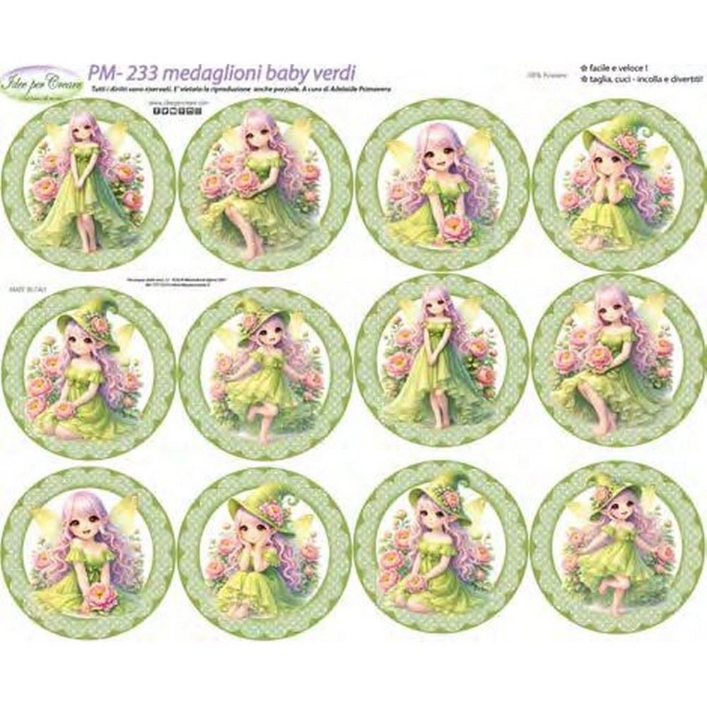 Pannolenci Stampato Medaglioni Baby Verdi
